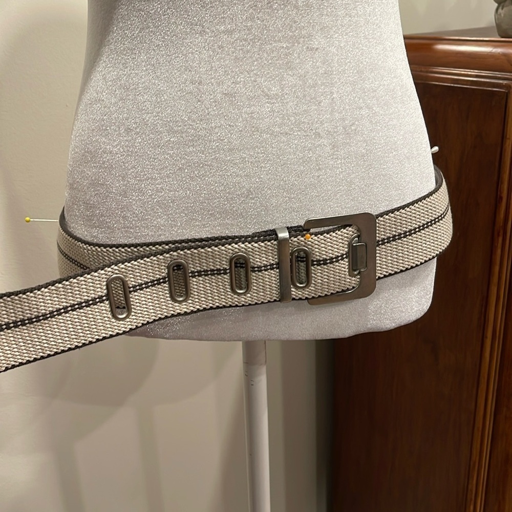 Indie Sleaze Grommet Belt Cream Black Canvas Festival Gorpcore 46” - Picture 2 of 5